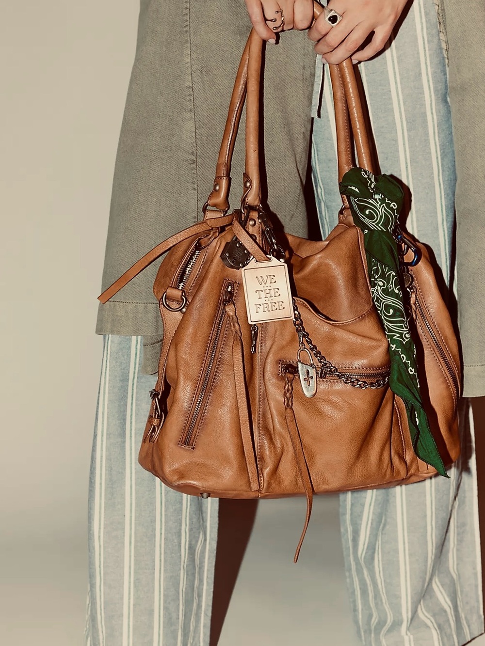 We The Free Brown Leather Tote with Charm - Picture 2 of 16